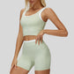 Two-piece contrasting sports tank top+sports shorts 2-piece set
