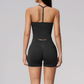 Wholesale Women's Halter V-Neck Seamless Yoga Set – High-Waist Butt-Lifting Sports Bra & Shorts