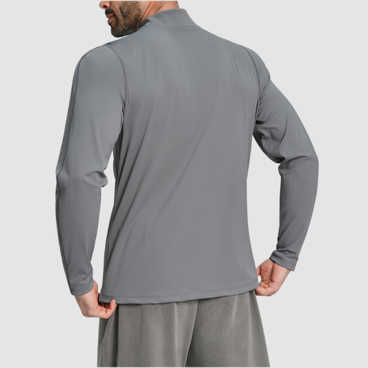 Wholesale Men's Half-Zip Mock Neck Long Sleeve Athletic Top – Moisture-Wicking Gym Fitness Training Shirt