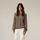 Slanted shoulder top with long sleeve T-shirt