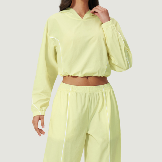 Wholesale Women's UPF50+ Sun Protection Colorblock Cropped Hoodie Jacket – Lightweight Breathable Outdoor Running Sportswear