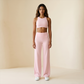 Wholesale Women's Brushed Fabric Sports Bra and Wide-Leg Pants Set