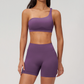 Wholesale Seamless One-Shoulder Sports Bra & High-Waist Biker Shorts Set – Quick-Dry Yoga 2-Piece