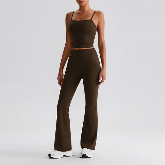 Thin straps tank top + Flared Leg pants 2-piece set