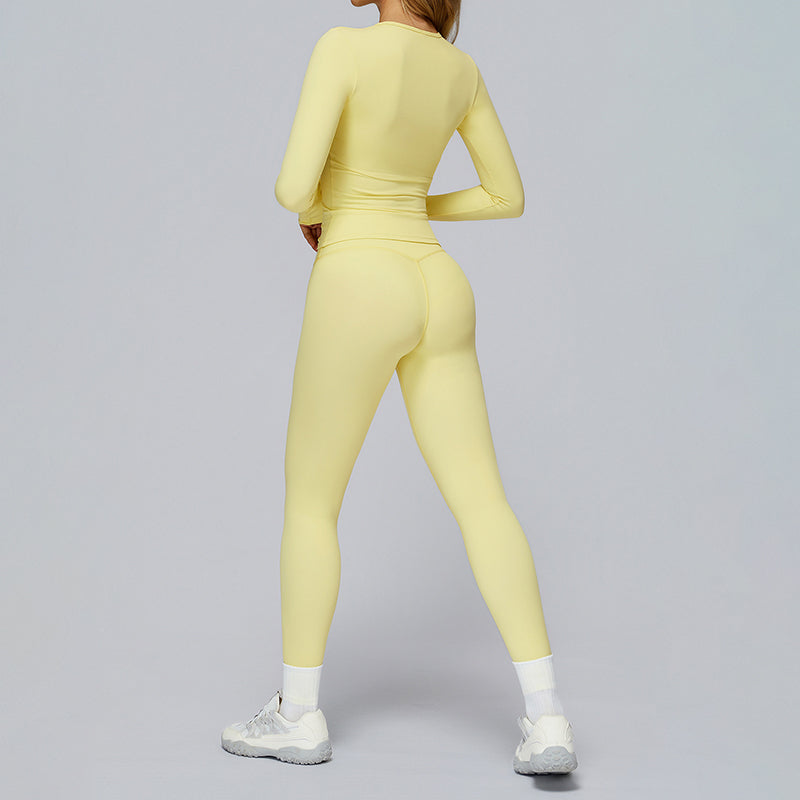 Pinsel Long Sleeve Sport Top & High Taille Fitness Leggings 2 -teiliges Set