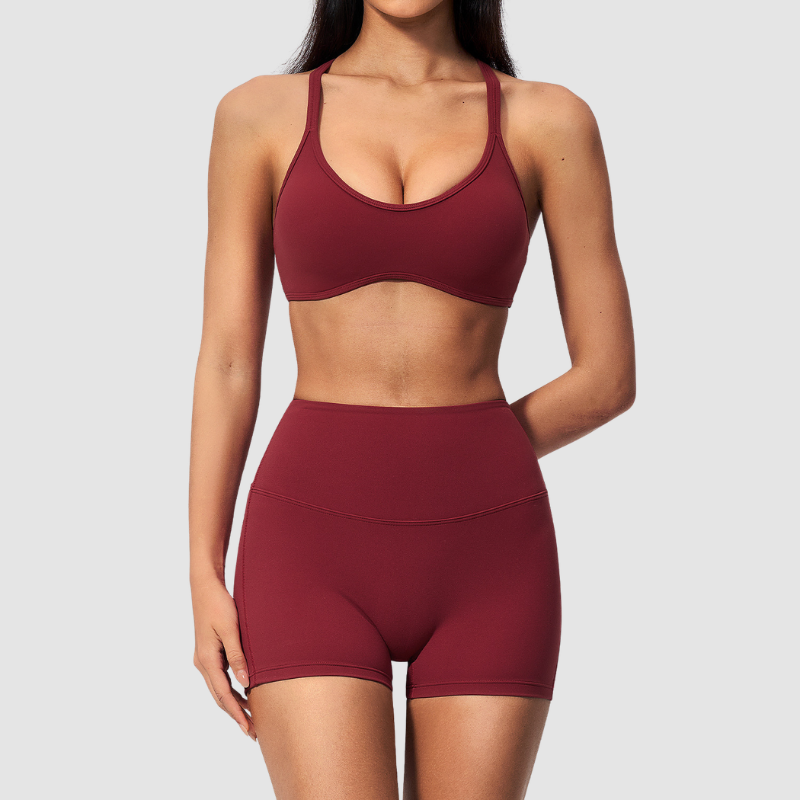 Wholesale Women's Sports Bra and Shorts Set – Creamy Brushed Fabric Fitness Set