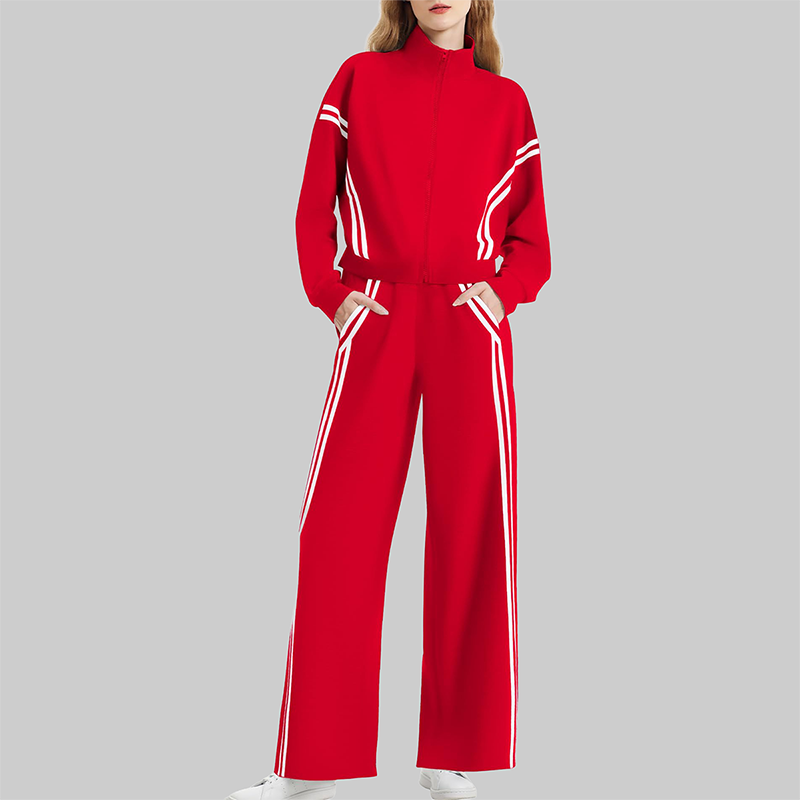 Wholesale Women's Side Stripe Long Sleeve Sweatshirt & Jogger Pants Set
