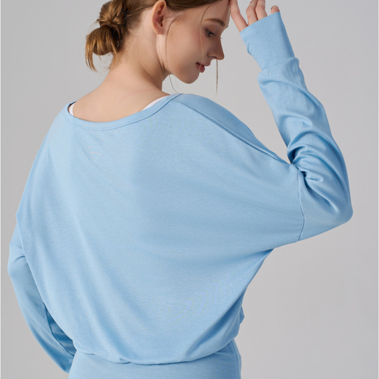 Wholesale V-Neck Batwing Sleeve Yoga Cover-up – Loose Drawstring T-Shirt