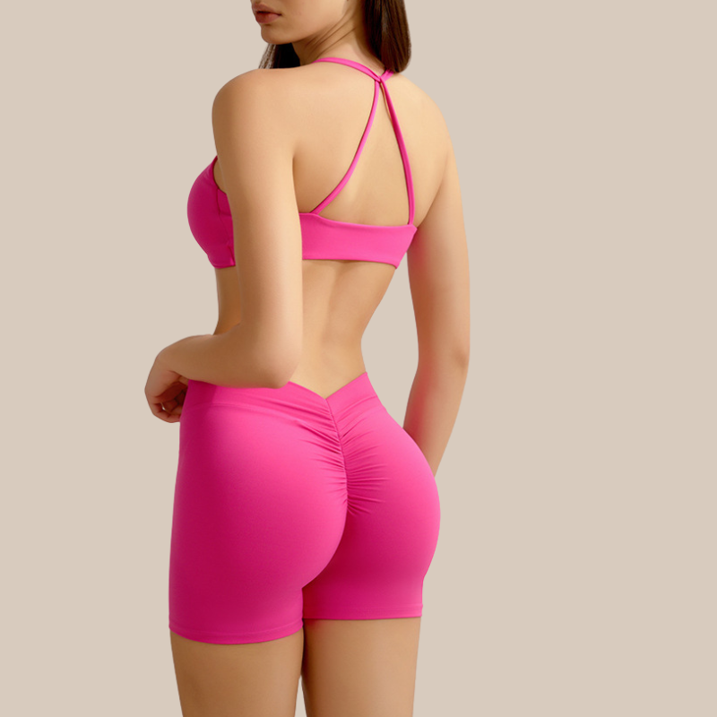 Women's shorts and a cross-back bra two-piece set