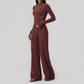 Wholesale Women's Zip-Up Yoga Jacket Set – Relaxed Wide-Leg Pants Activewear Set