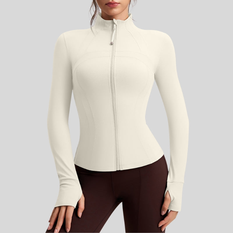 Slim-fit stand-up zip-up jacket