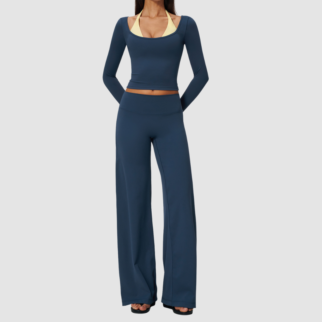 Wholesale Women’s Long-Sleeve & Wide-Leg Yoga Pants Set