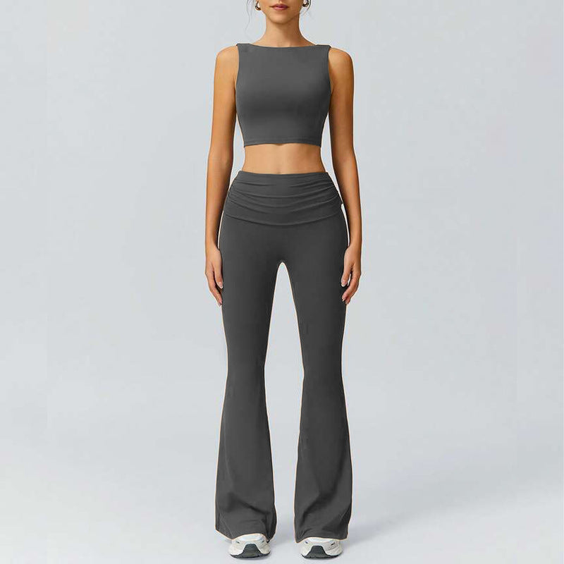 Wholesale Women's activewear Set with Square Neck Open Back tank top