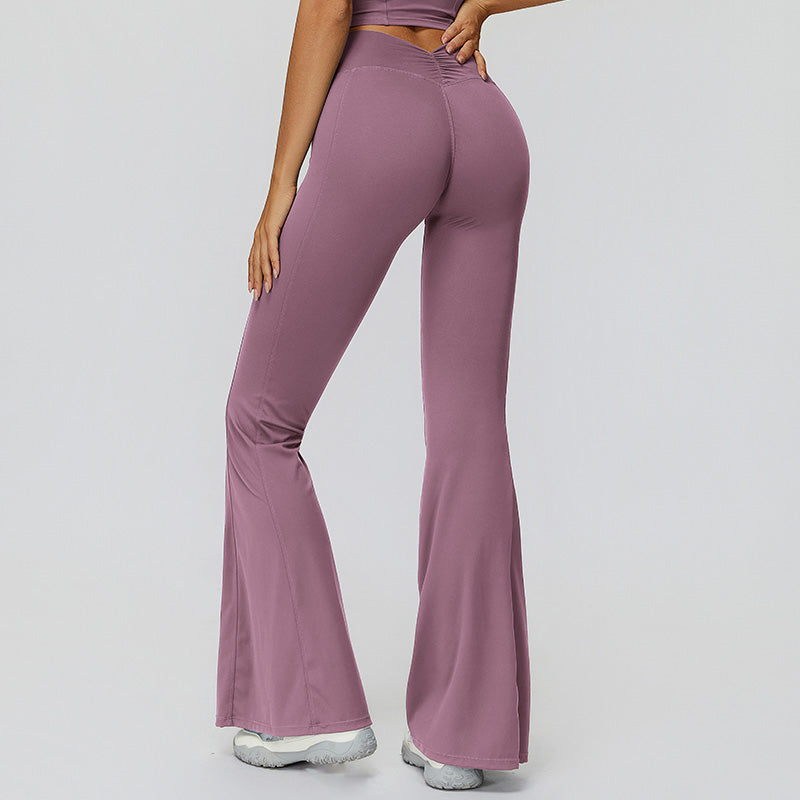 High waist slim trousers running sports flared pants