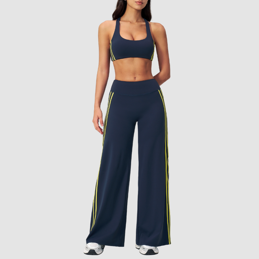 Nude-feel removable padded bra + High-waisted pants set