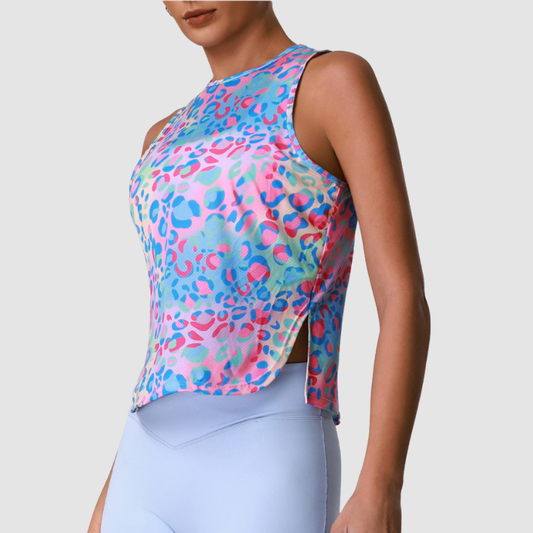Wholesale Women's Floral Print Ice Silk Athletic Tank Top – Moisture-Wicking Gym Running Fitness Vest