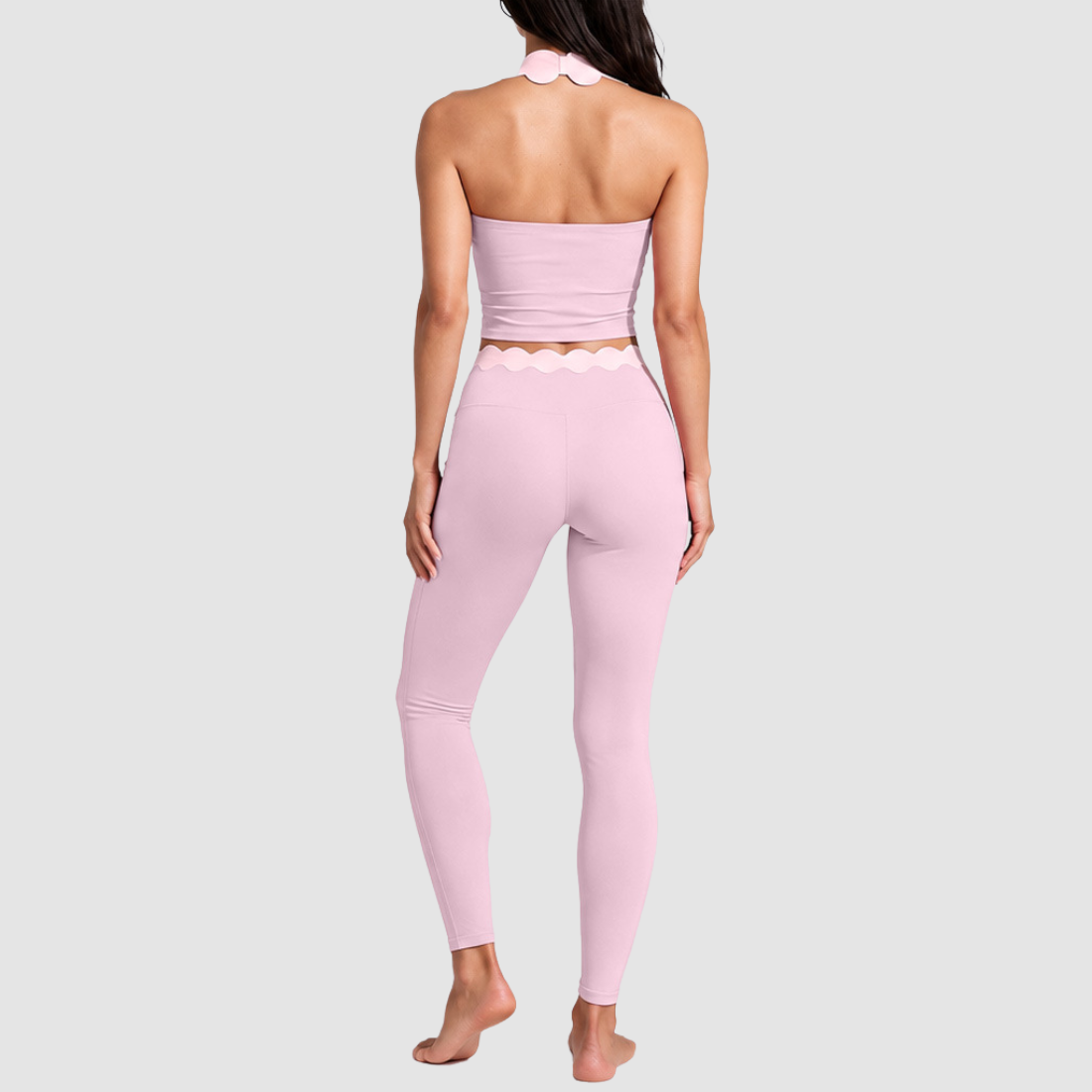 Women's Activewear Padded Halter Top & High-Waist Leggings Yoga Set