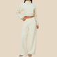 Wholesale Women's Activewear High-neck zip-up Jacket+Fleece-lined wide-leg pants Set