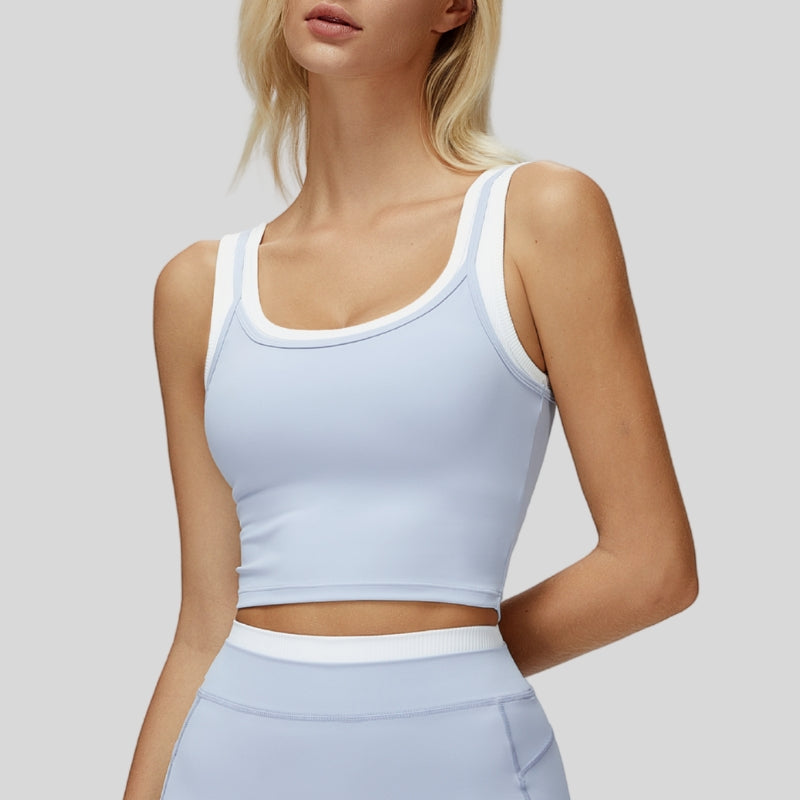 Two-piece contrasting sports tank top