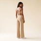 Wholesale Women's Brushed Fabric Sports Bra and Wide-Leg Pants Set