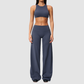 Wholesale Women's Sports Bra and Wide-Leg Pants Set – Brushed Fabric Yoga Set