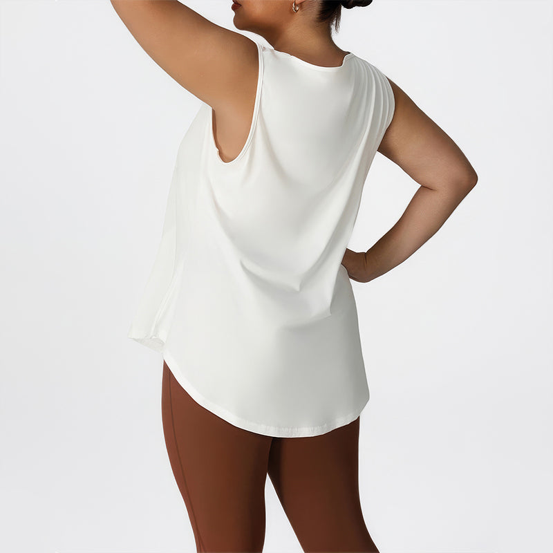 Women's Plus Size Wavy Hem V-Neck Sleeveless Yoga Tank Top