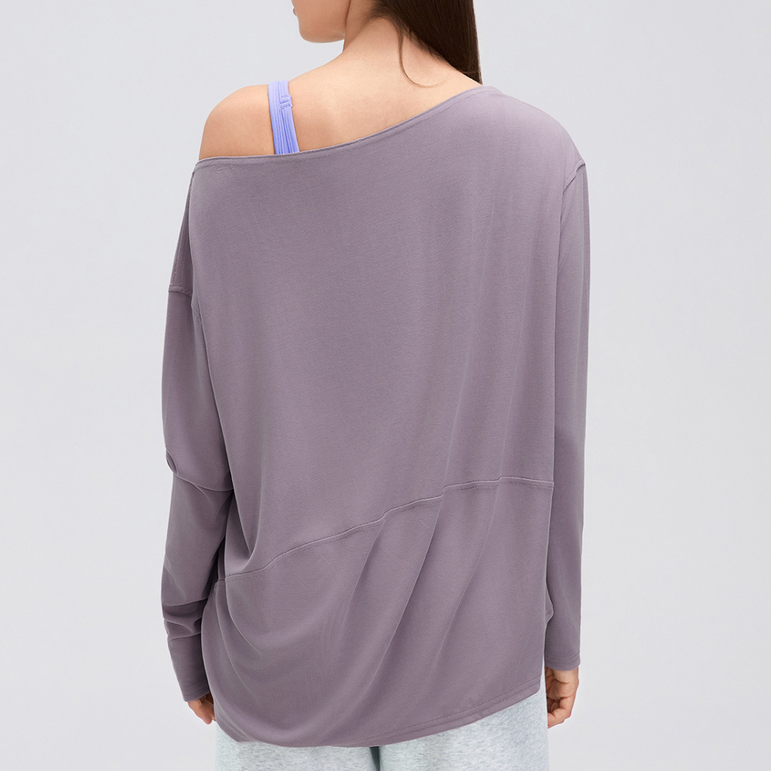 Wholesale Women's Activewear Loose Asymmetric-Shoulder Long-Sleeve Yoga Top