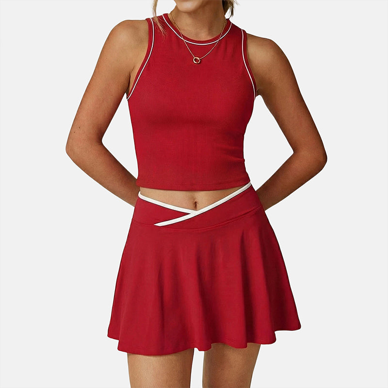 Wholesale women's tank top + A-line skirt 2-piece set