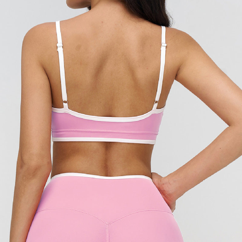 Women's Contrast Color Thin Strap Sports Bra