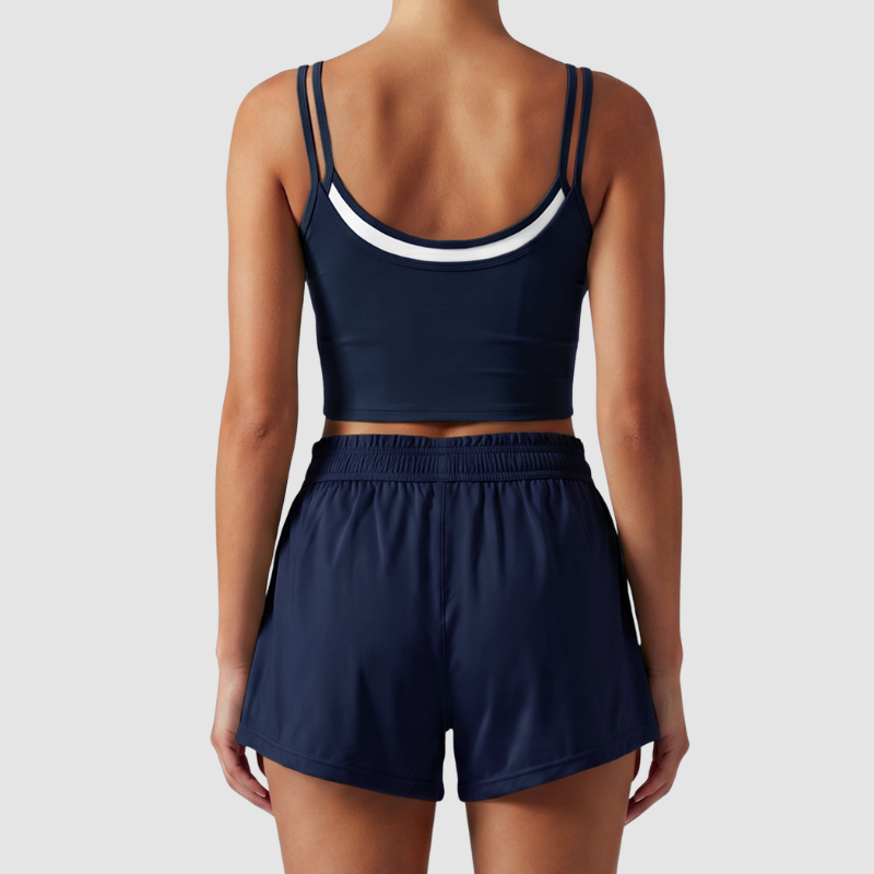 Wholesale Women's Spaghetti-Strap Sports Bra & Tennis Shorts Set – Barely-There Activewear