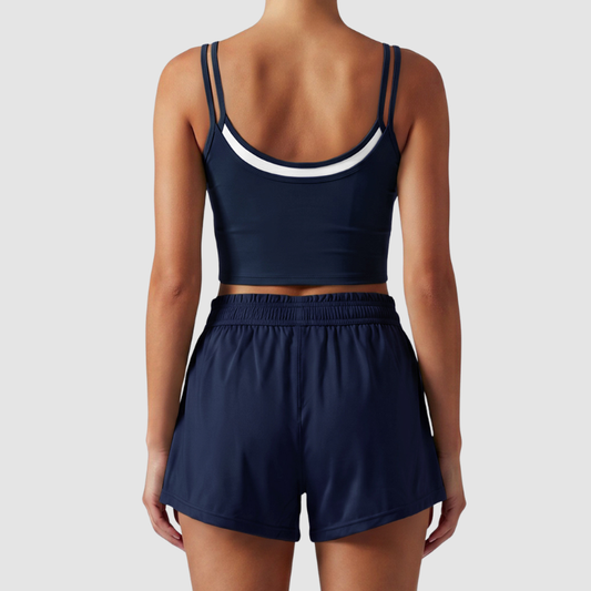 Wholesale Women's Spaghetti-Strap Sports Bra & Tennis Shorts Set – Barely-There Activewear