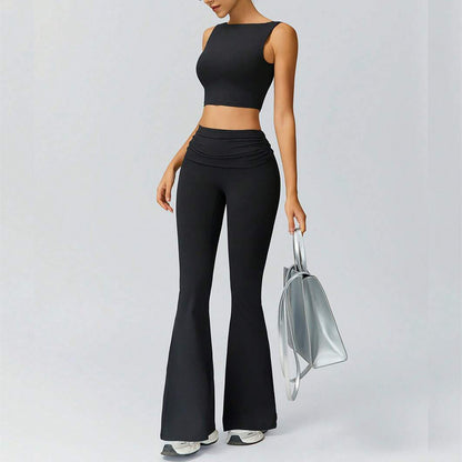 Wholesale Women's activewear Set with Square Neck Open Back tank top