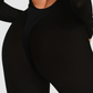 Wholesale Women's Mesh Panel Long Sleeve  Yoga Bodysuit