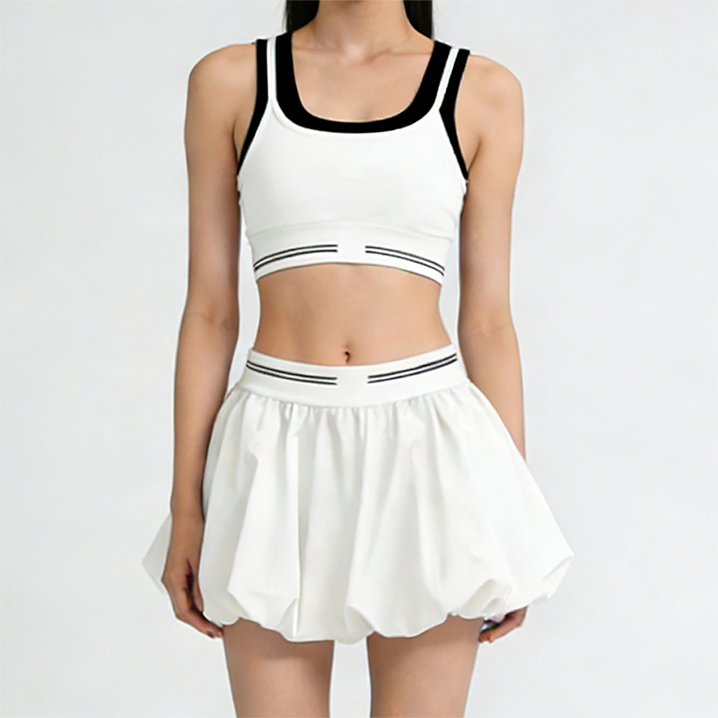 High-Elastic Quick-Dry Beautiful Back Bra + Tennis Skirt 2-Piece Set