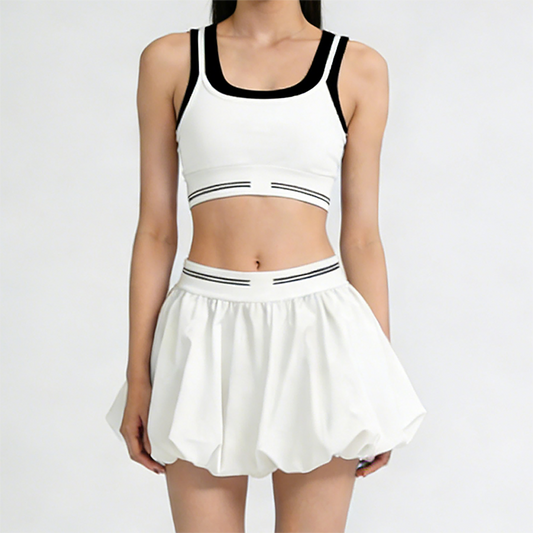 High-Elastic Quick-Dry Beautiful Back Bra + Tennis Skirt 2-Piece Set