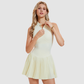 Wholesale Women's Half-Zip Mock Neck Sleeveless Tennis Dress with Inner Shorts – Anti-Exposure Sports Dress