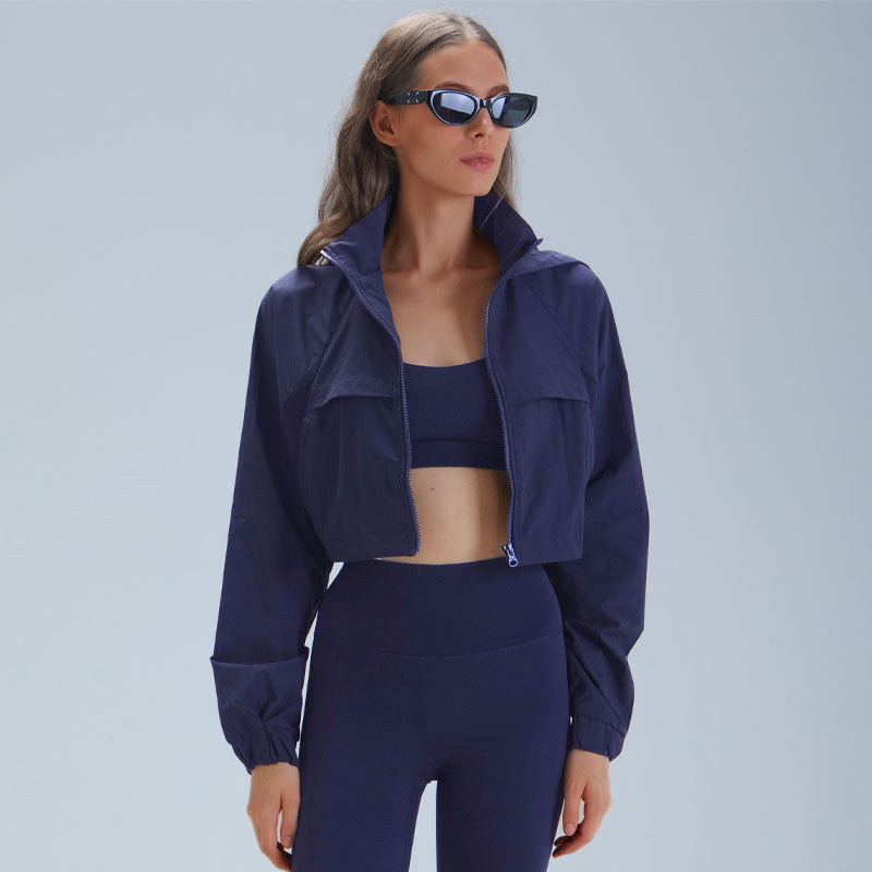 3-Piece Zip-Front Yoga Set with Hooded Jacket