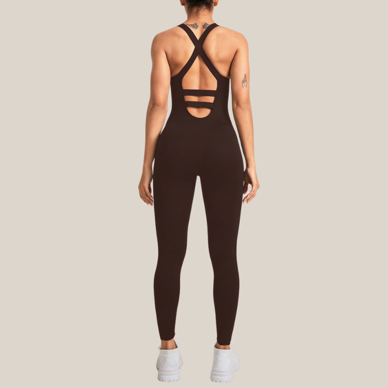 Seamless stretchy yoga bodysuit sports fitness jumpsuit