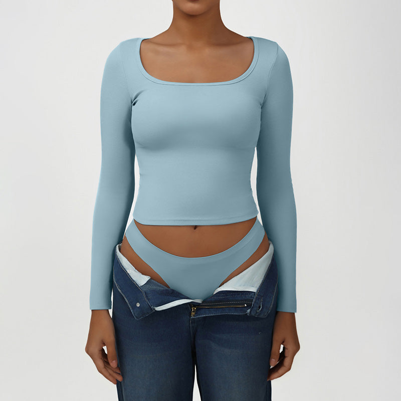Snug-Fit Square-Neck Long Sleeve