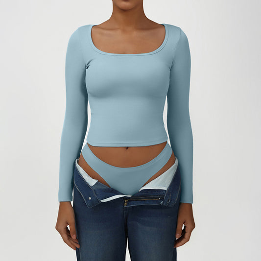 Snug-Fit Square-Neck Long Sleeve