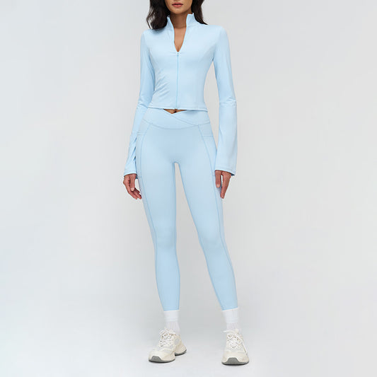 Wholesale Stand-up collar yoga jacket + | Wonderxfans bulk activewear