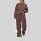 Wholesale Women's Long Sleeve Knit Sweatshirt & Wide-Leg Pants Set