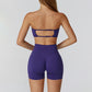 Seamless Tube Sports Bra + High-waisted shorts 2-Piece Set