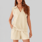 Wholesale Sleeveless V-Neck Tank & Shorts Set – Casual Athleisure 2-Piece with Pockets