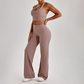 Wholesale Women's Peach Lift High Waist Flare Pants Yoga Set – Cross Back Sports Bra 0258