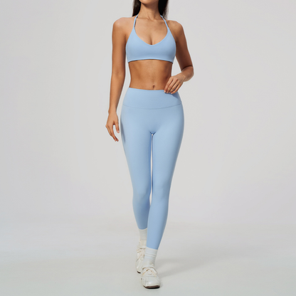 Wholesale Women's Activewear Brushed Padded Bra & Fitted Long-Pants Yoga Set