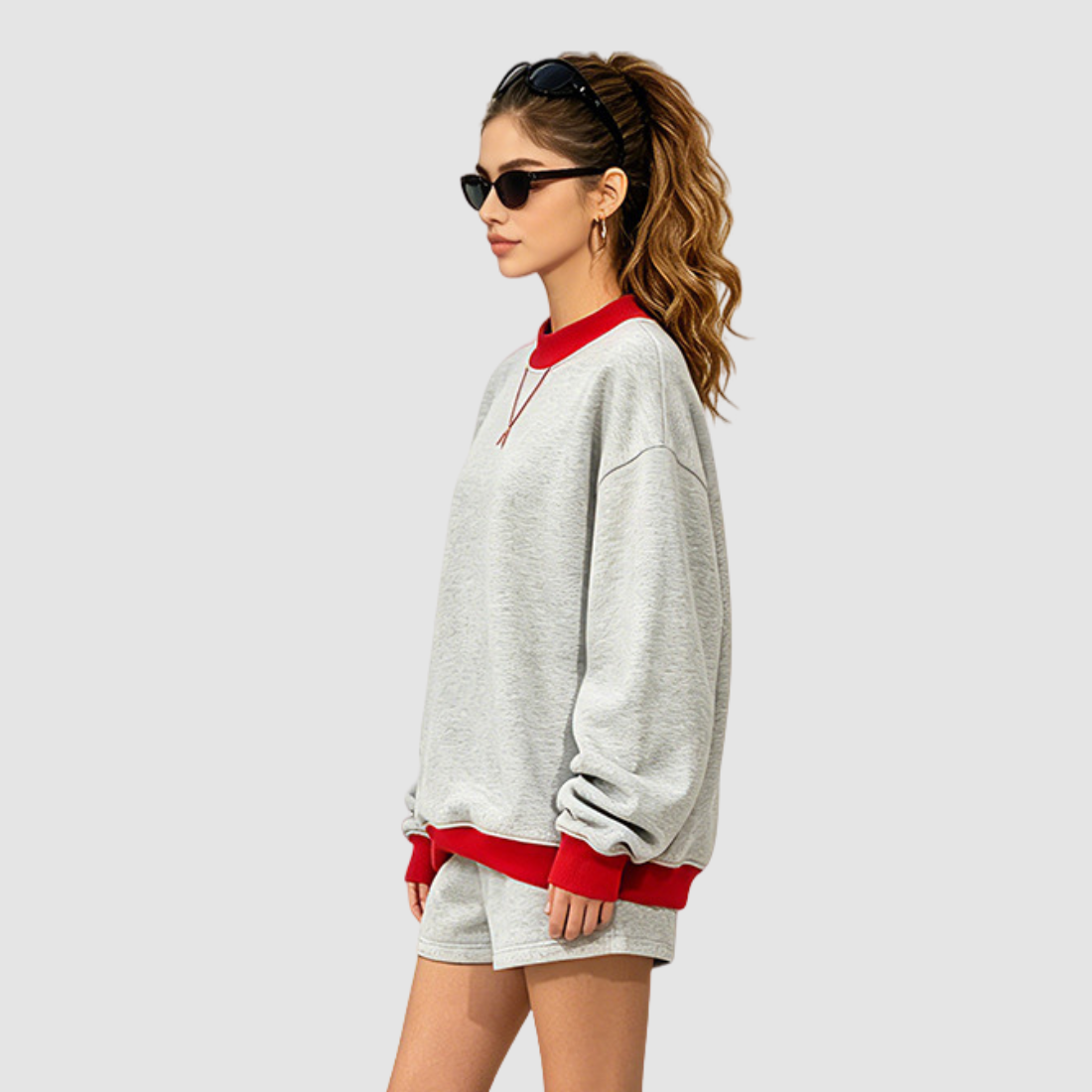 Wholesale Women’s Fleece-Lined Contrast Mock-Neck Sweatshirt