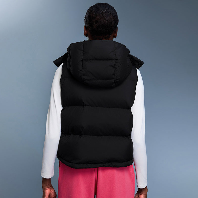 Cropped hooded down vest