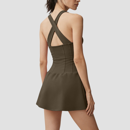 Wholesale Women's Tennis Dress with Built-in Shorts – Quick-Dry Anti-Exposure