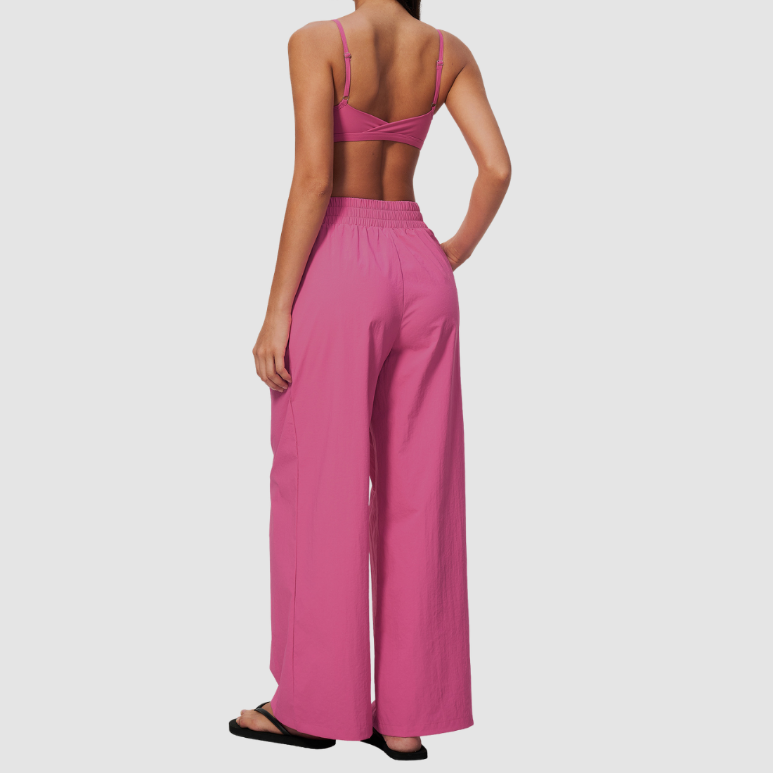 Wholesale Women's Brushed Cross-Back Bra & Wide-Leg Pants Yoga Set